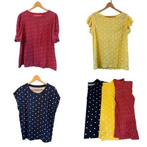 Wms Lot of 3 LOFT (Red, Navy Blue & Yellow) Casual Sleeveless/SS T-Shirts Size L